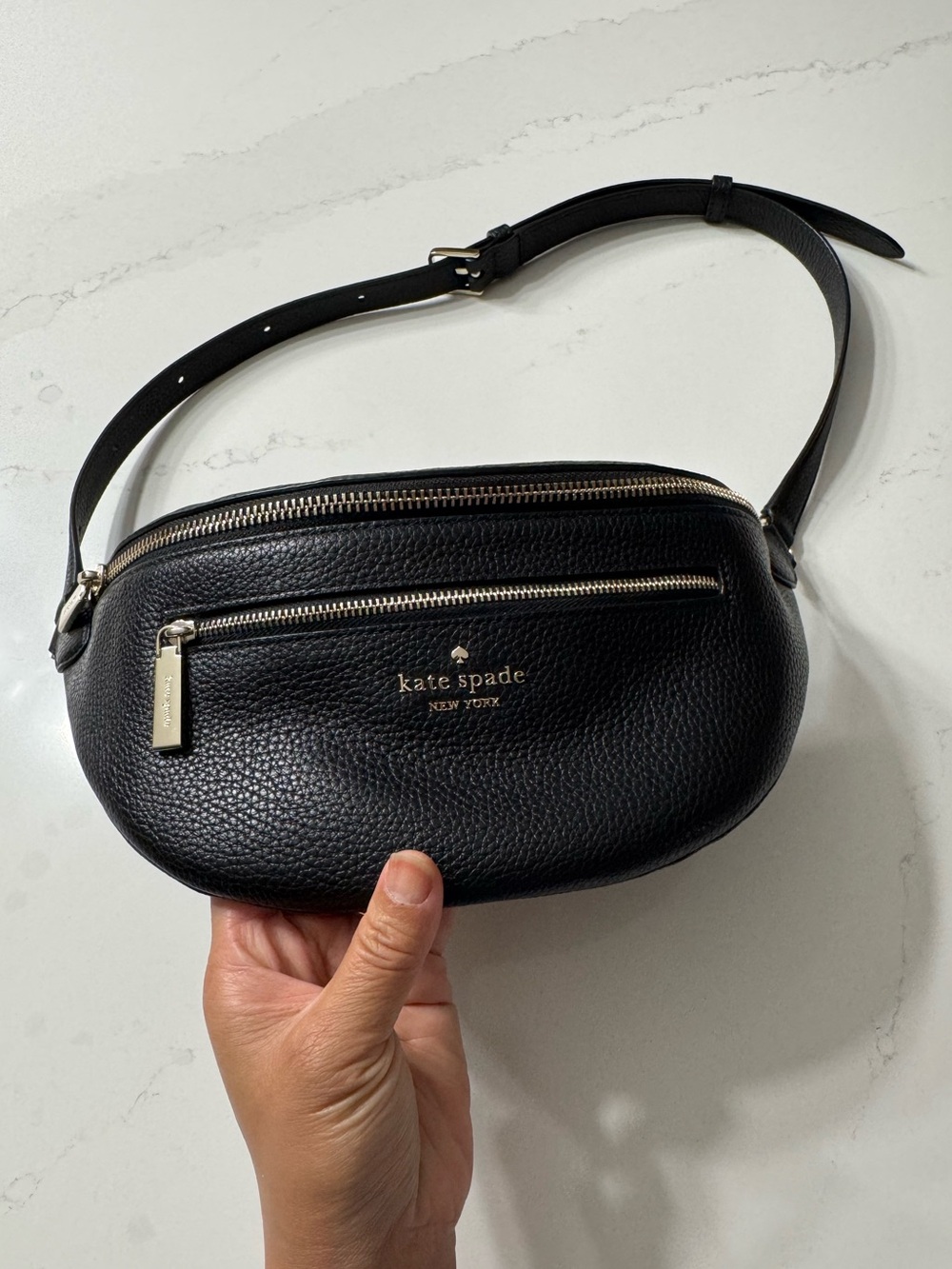*Like New* Kate Spade Leila Black Pebble Leather Fanny Hip Belt Waist Bag - Picture 4 of 14
